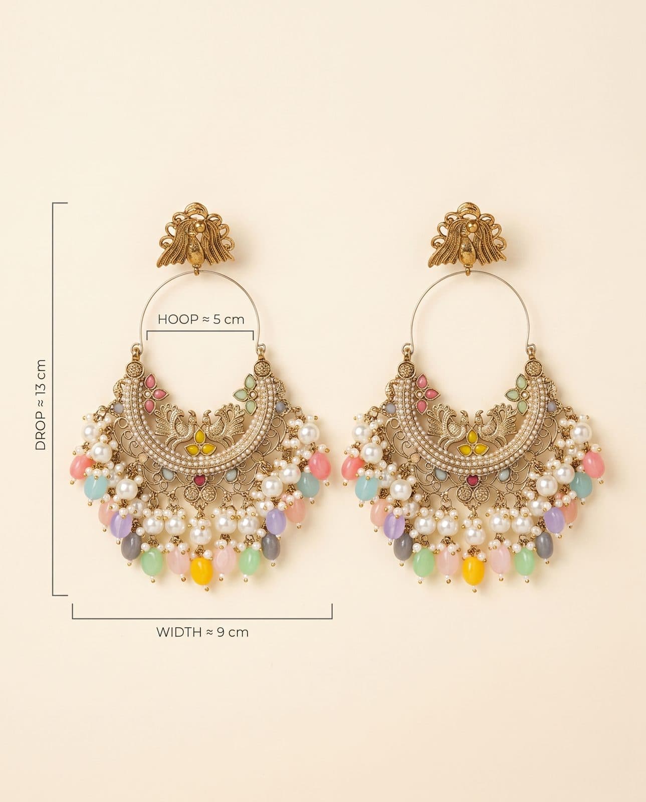 Rangoli Bead Hoop Chandbali — flatlay view