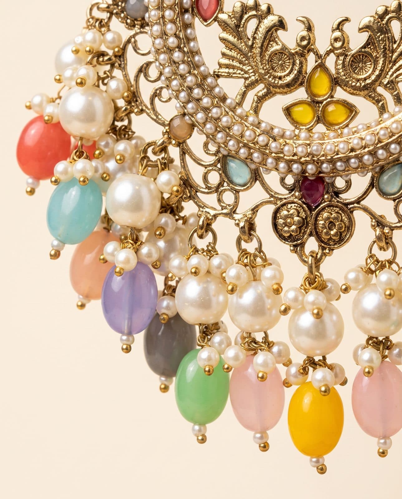 Rangoli Bead Hoop Chandbali — flatlay view