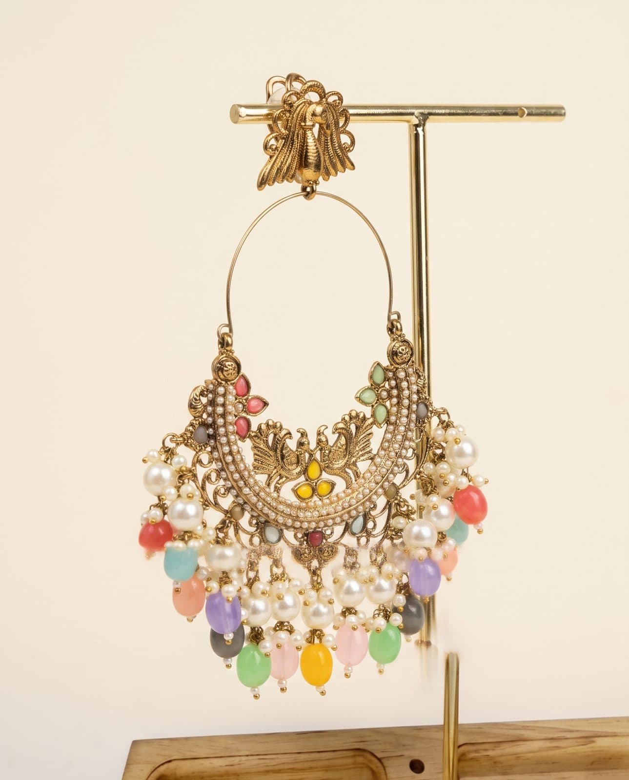 Rangoli Bead Hoop Chandbali — flatlay view