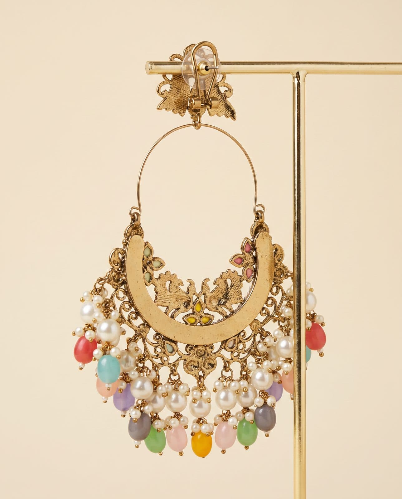Rangoli Bead Hoop Chandbali — flatlay view