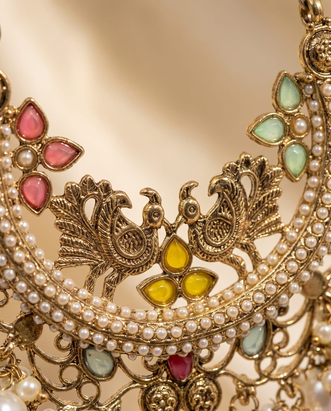 Rangoli Bead Hoop Chandbali — flatlay view