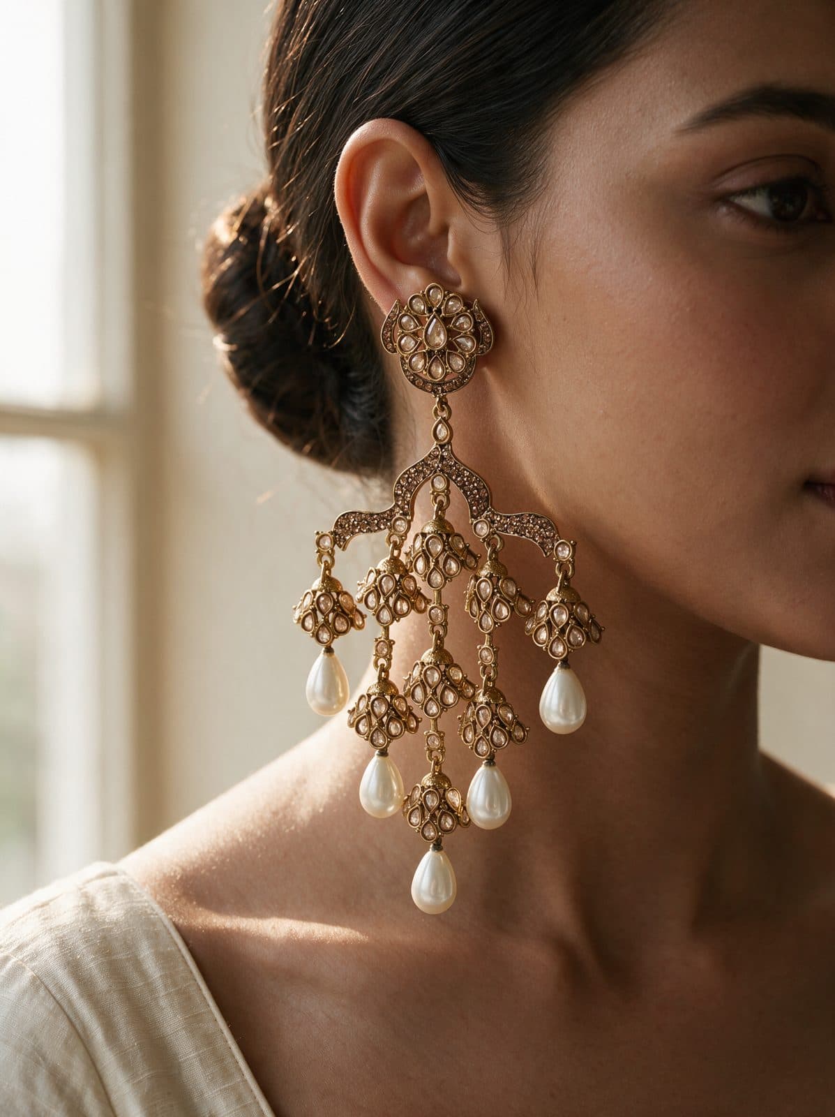 Noor Chhatri Chandelier Earrings — flatlay view