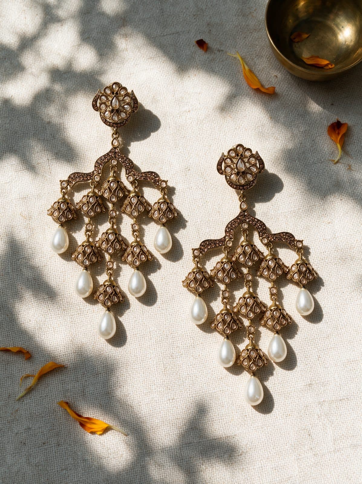 Noor Chhatri Chandelier Earrings — flatlay view