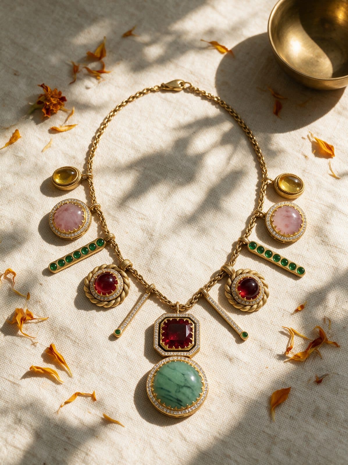 Gulzar Charm Necklace Set — flatlay view