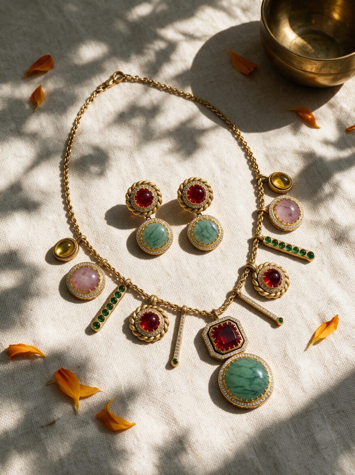 Gulzar Charm Necklace Set — flatlay view