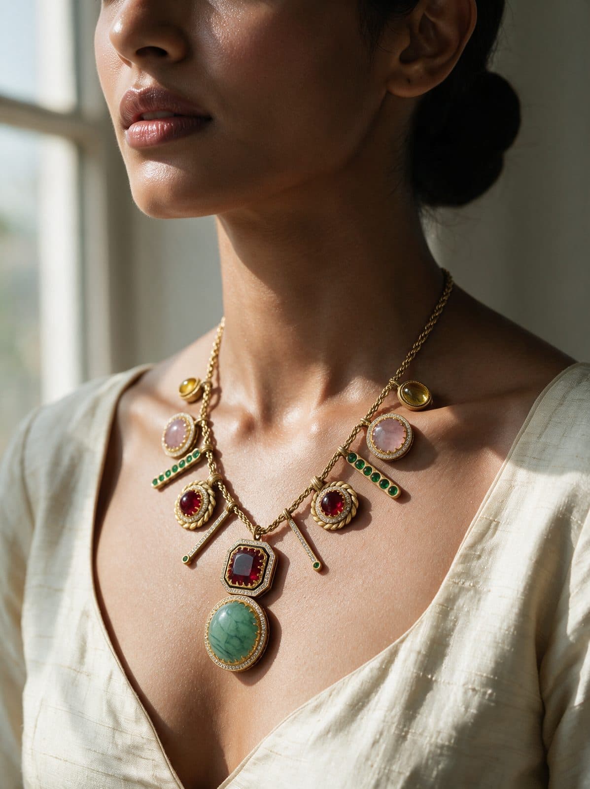 Gulzar Charm Necklace Set — model view
