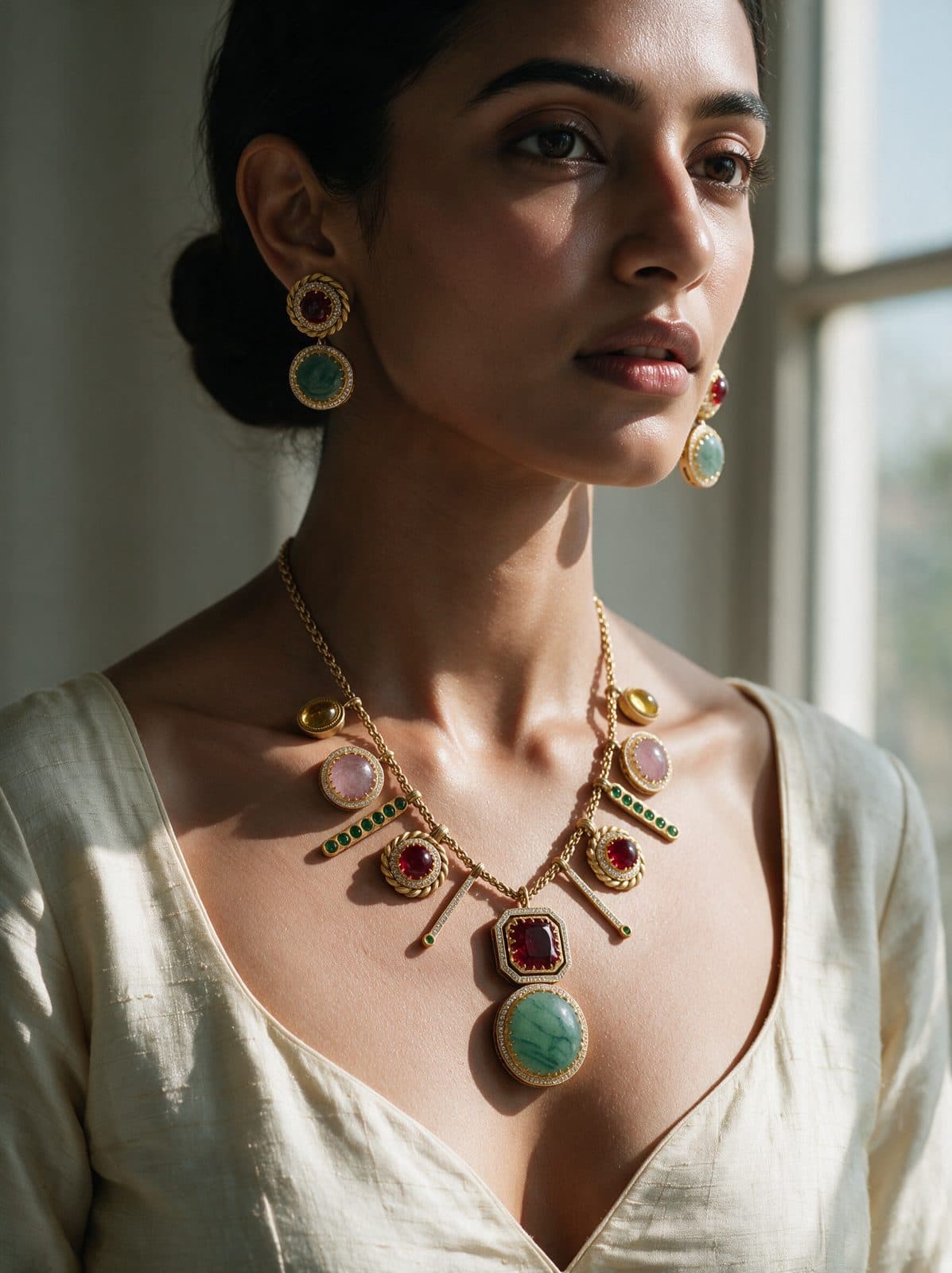Gulzar Charm Necklace Set — model view