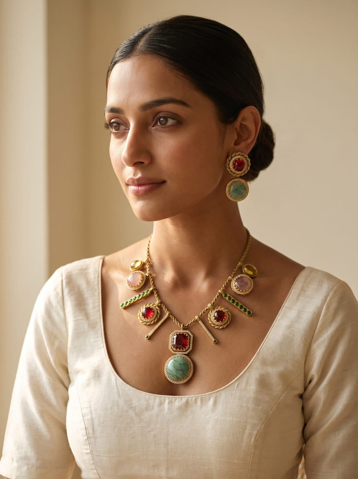 Gulzar Charm Necklace Set — model view