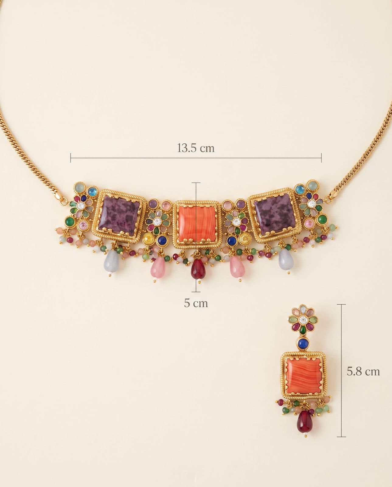 Gulabi Patti Choker Set — scale view