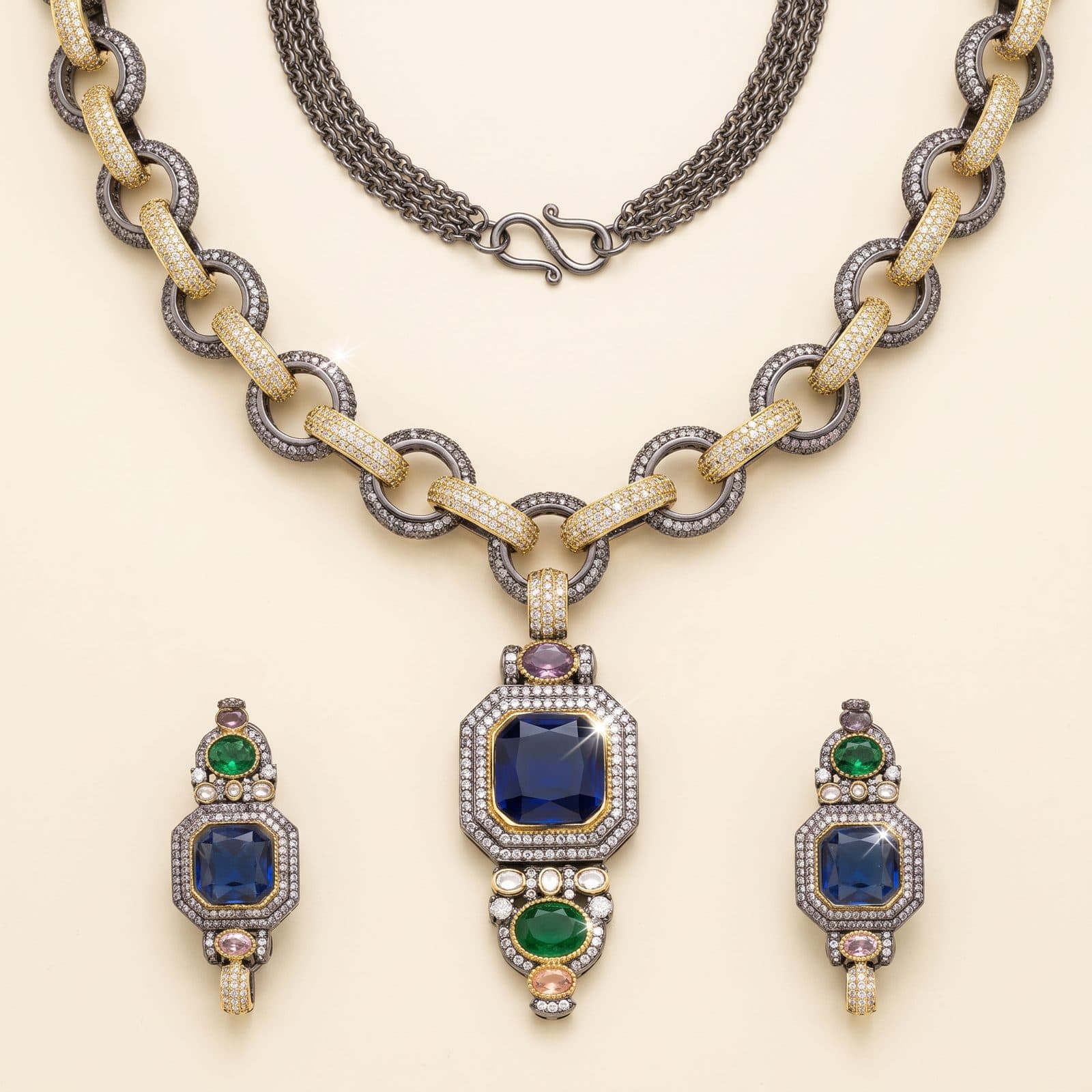 Zanjeer Sapphire Pendant Set — hero view