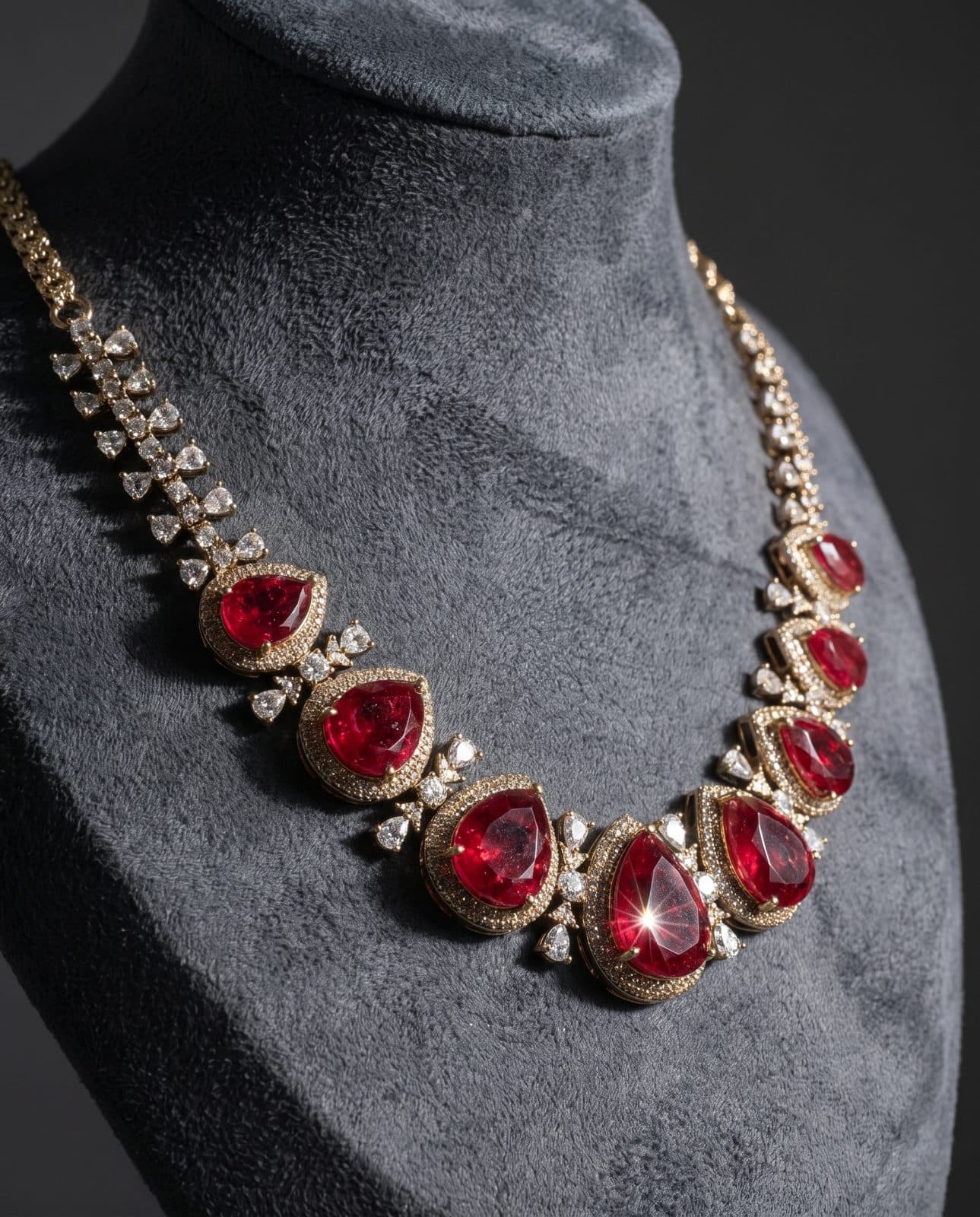 Laal Ashk Teardrop Necklace Set — flatlay view