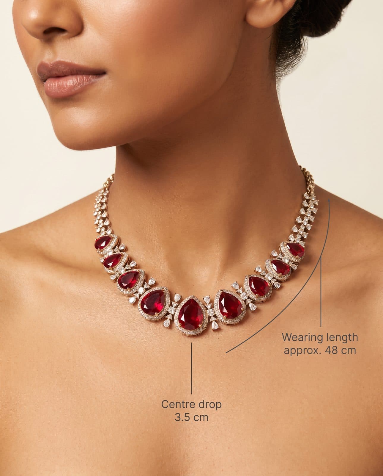 Laal Ashk Teardrop Necklace Set — scale view