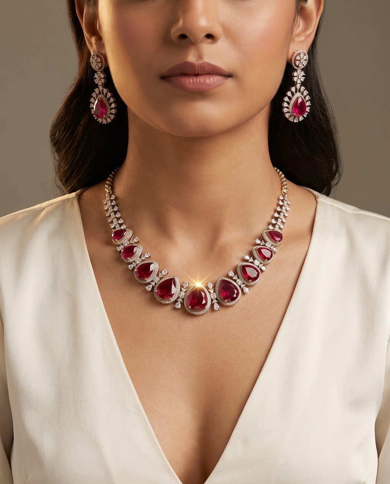 Laal Ashk Teardrop Necklace Set — scale view