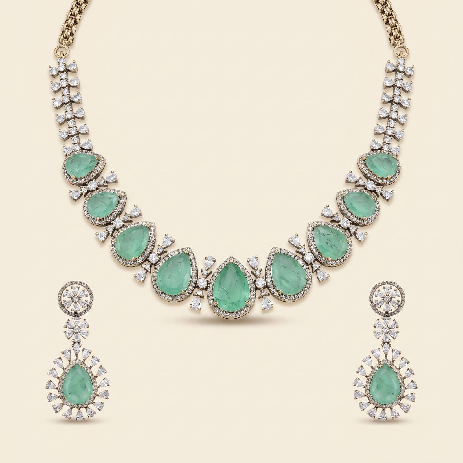 Sabz Ashk Teardrop Necklace Set — hero view